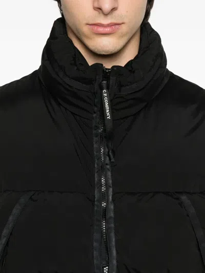 C.p. Company Puffy Orange Jacket With High Collar In Black