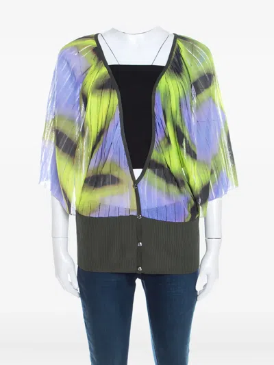 Pre-owned Escada Ribbed Print Cardigan