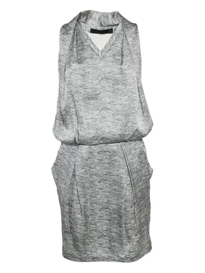 Pre-owned Alexander Mcqueen Silk Sleeveless Mini Dress In Gray
