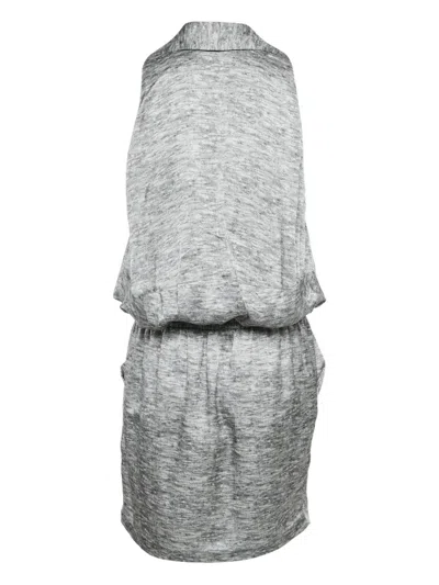 Pre-owned Alexander Mcqueen Silk Sleeveless Mini Dress In Gray