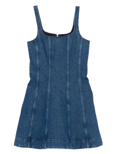 Maje Robolini Babydoll Denim Dress In Blue