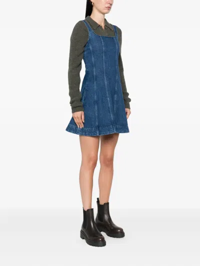 Maje Robolini Babydoll Denim Dress In Blue