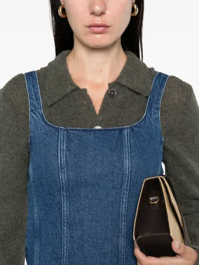 Maje Robolini Babydoll Denim Dress In Blue
