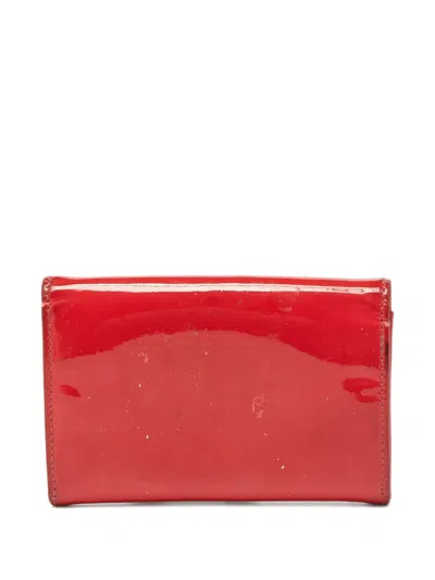 Pre-owned Chanel Patent Leather Logo Wallet In Red