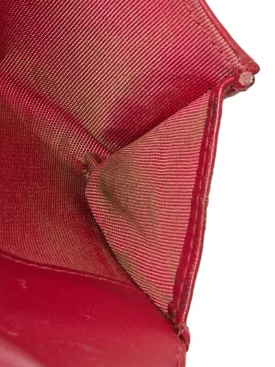 Pre-owned Chanel Patent Leather Logo Wallet In Red