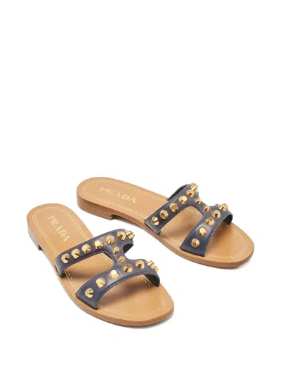 Pre-owned Prada Studded Leather Sandals