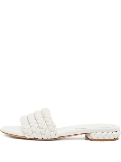Pre-owned Gianvito Rossi  Braided Leather Sandals In White