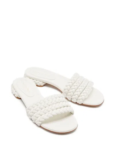 Pre-owned Gianvito Rossi  Braided Leather Sandals In White