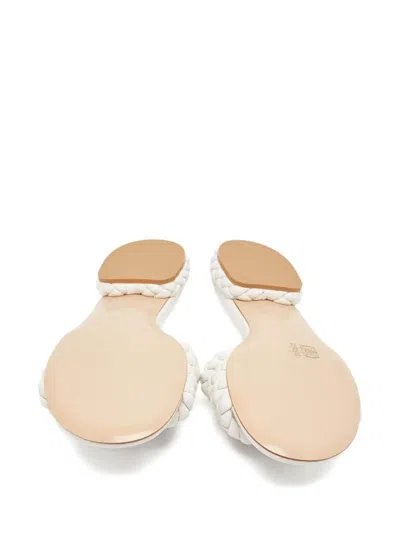 Pre-owned Gianvito Rossi  Braided Leather Sandals In White