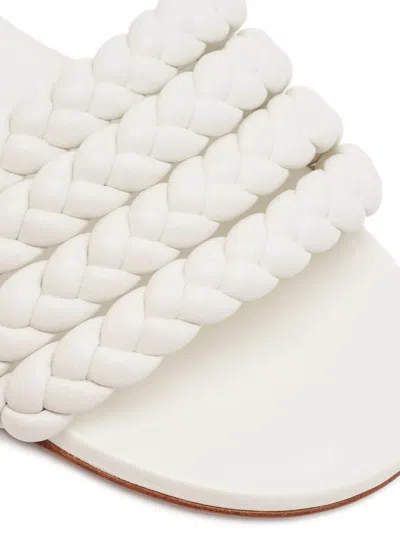 Pre-owned Gianvito Rossi  Braided Leather Sandals In White