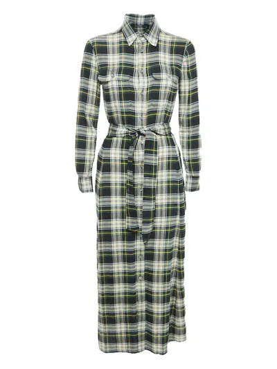 Pre-owned Polo Ralph Lauren Vintage Check-pattern Shirt Dress In Green