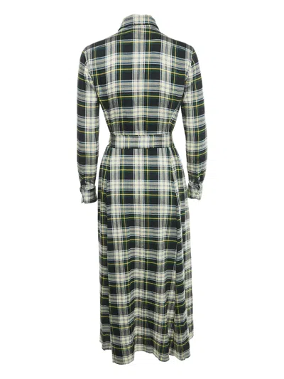 Pre-owned Polo Ralph Lauren Vintage Check-pattern Shirt Dress In Green