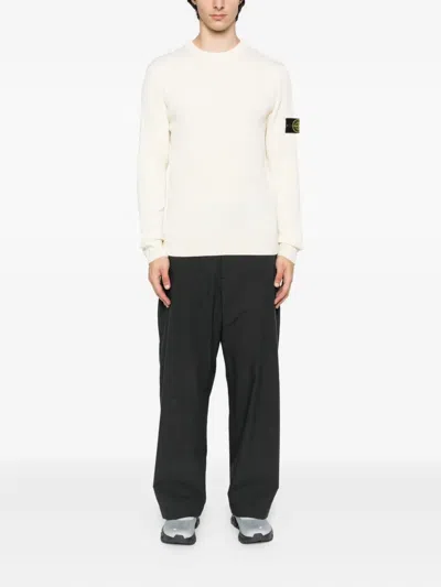 Stone Island Buttoned-patch Knitted Sweater In Neutral