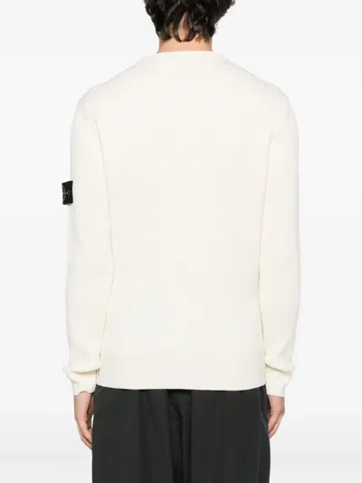 Stone Island Buttoned-patch Knitted Sweater In Neutral