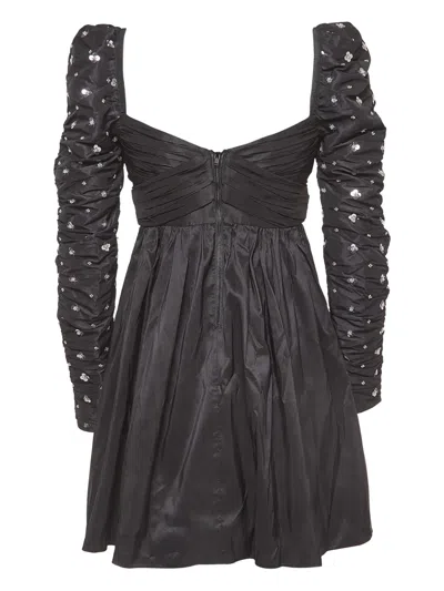 Pre-owned Self-portrait  Puff Sleeves Sequins Mini Dress In Black