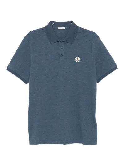 Moncler Logo-patch Polo Shirt In Blue