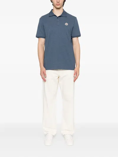 Moncler Logo-patch Polo Shirt In Blue
