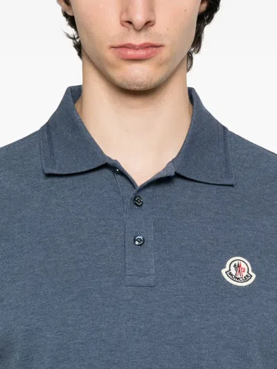 Moncler Logo-patch Polo Shirt In Blue