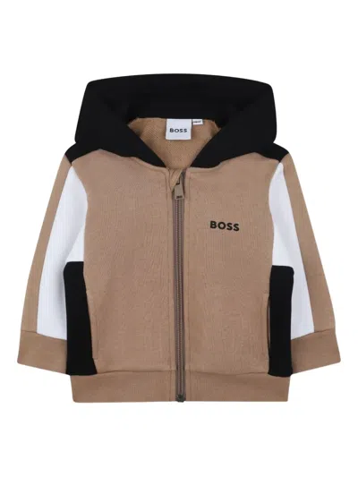 Bosswear Colour-block Zip-up Hoodie In Brown