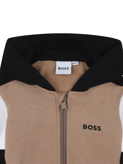 Bosswear Colour-block Zip-up Hoodie In Brown