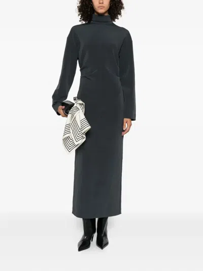 Nanushka Draped Turtleneck Maxi Dress In Black