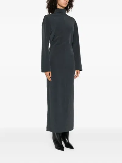Nanushka Draped Turtleneck Maxi Dress In Black