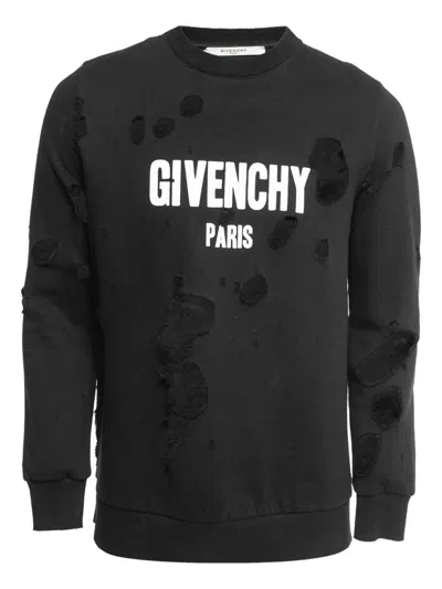 Pre-owned Givenchy 2023 Distressed Cotton Sweatshirt In Black