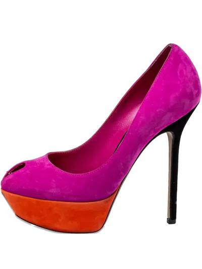 Pre-owned Sergio Rossi Vintage  135mm Peep-toe Platform Pumps In Pink