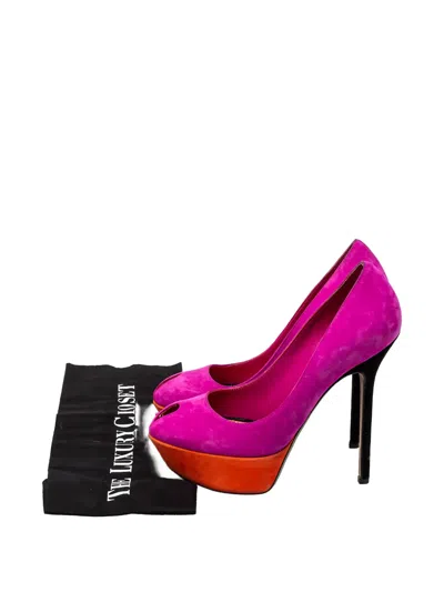 Pre-owned Sergio Rossi Vintage  135mm Peep-toe Platform Pumps In Pink