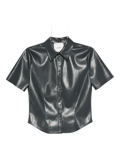 Nanushka Clare Button-up Short-sleeve Shirt In Black