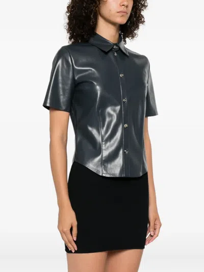 Nanushka Clare Button-up Short-sleeve Shirt In Black