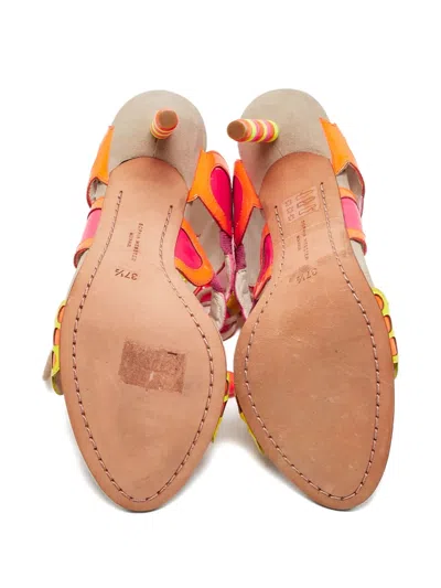 Pre-owned Sophia Webster  115mm Cut-out Beaded Sandals In Pink