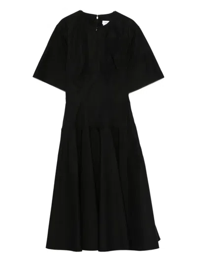 Alexander Mcqueen Cotton Poplin Midi Dress In Black