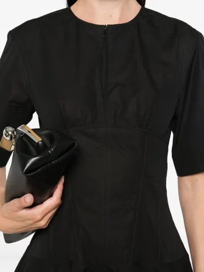 Alexander Mcqueen Cotton Poplin Midi Dress In Black