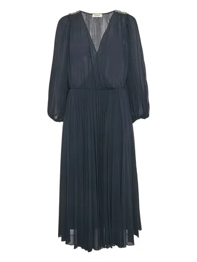 Pre-owned Max & Co Cotton Midi Dress In Blue