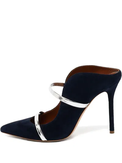 Pre-owned Malone Souliers  105mm Suede Mules In Blue