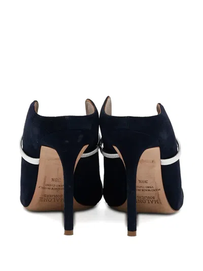 Pre-owned Malone Souliers  105mm Suede Mules In Blue