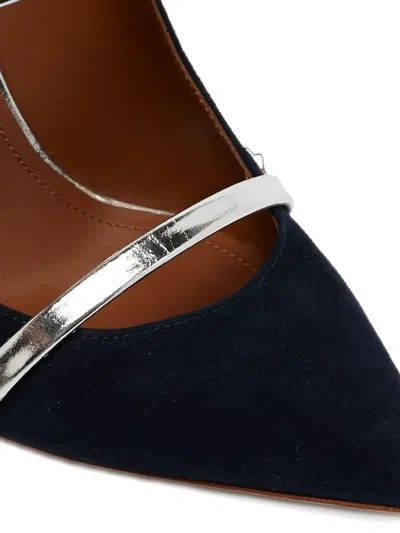 Pre-owned Malone Souliers  105mm Suede Mules In Blue