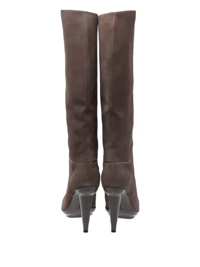 Pre-owned Bottega Veneta 110mm Suede Platform Heel Boots