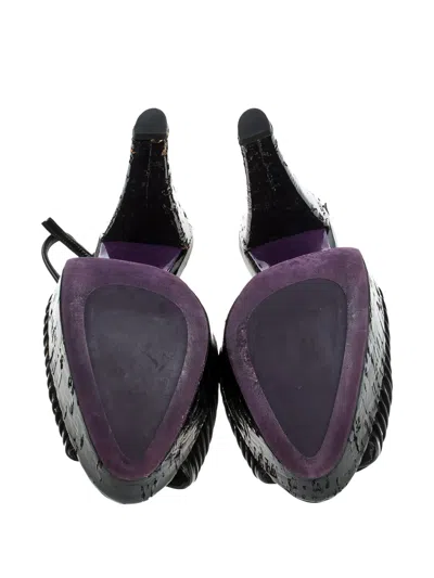 Pre-owned Miu Miu 135mm Patent Leather Slingback Sandals In Black