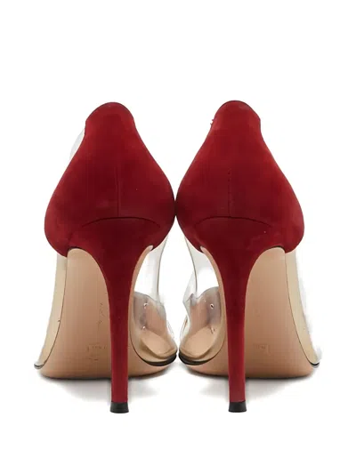 Pre-owned Gianvito Rossi  100mm Plexi Clear-panel Suede Pumps In Neutral