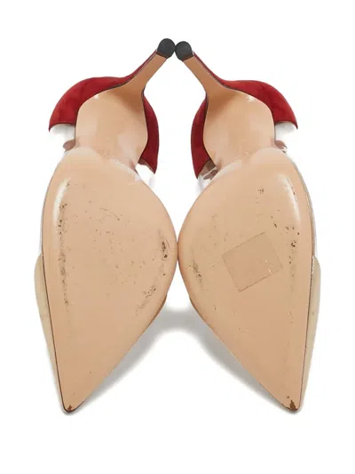 Pre-owned Gianvito Rossi  100mm Plexi Clear-panel Suede Pumps In Neutral