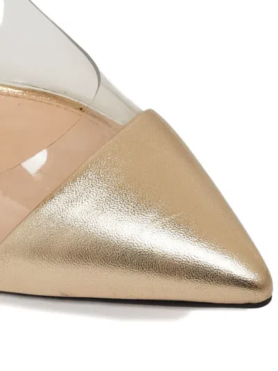 Pre-owned Gianvito Rossi  100mm Plexi Clear-panel Suede Pumps In Neutral