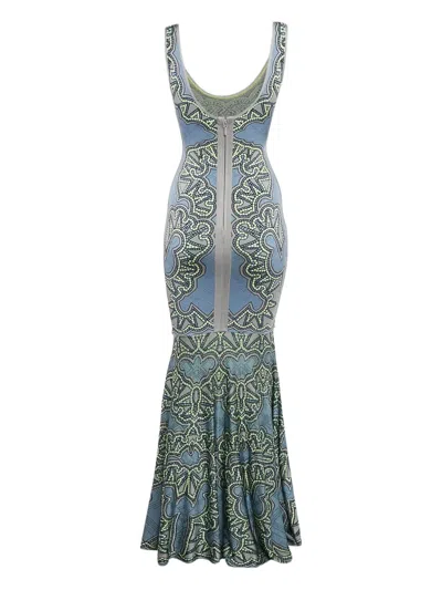 Pre-owned Herve Leger Printed Maxi Dress