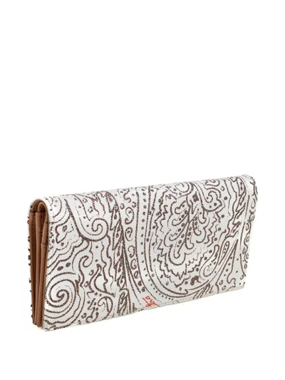 Pre-owned Etro Paisley-motif Wallet In White