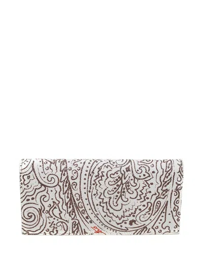 Pre-owned Etro Paisley-motif Wallet In White