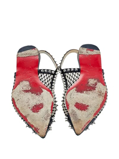 Pre-owned Christian Louboutin Patent Leather Studded Slingback Ballet Flats