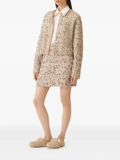 Fabiana Filippi Tweed Gold-button Jacket In Neutral
