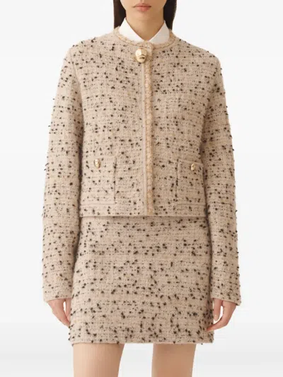 Fabiana Filippi Tweed Gold-button Jacket In Neutral