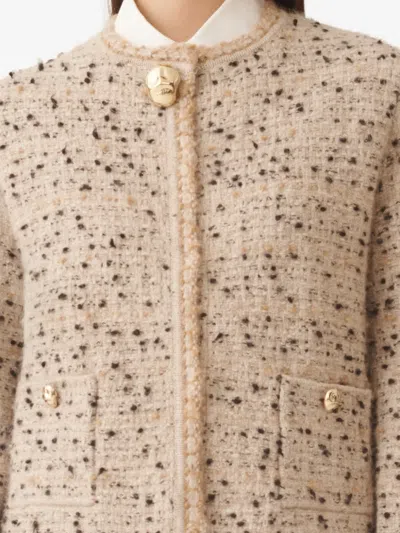 Fabiana Filippi Tweed Gold-button Jacket In Neutral